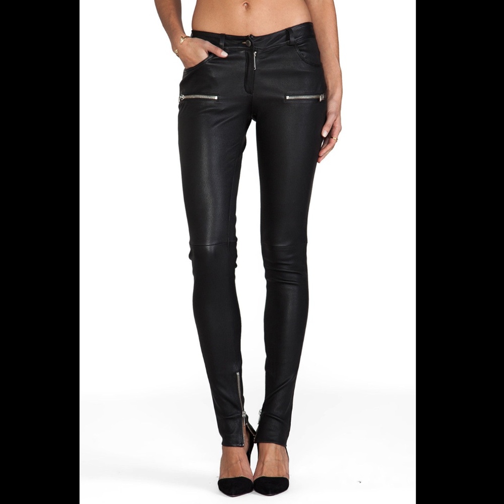 Anine Bing Black Leather Moto Pants